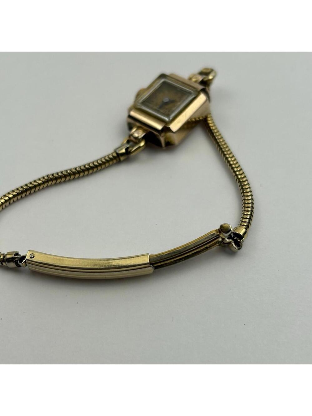 Vintage 1947 Bulova Ladies Watch 14K Gold Filled Square Art Deco - WORKING - Picture 13 of 16